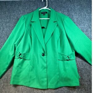 Perceptions Woman Green Blazer Jacket Plus Size 22W Single Button Collar Detail